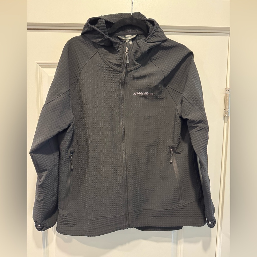 Eddie Bauer Black Hooded Windbreaker Jacket